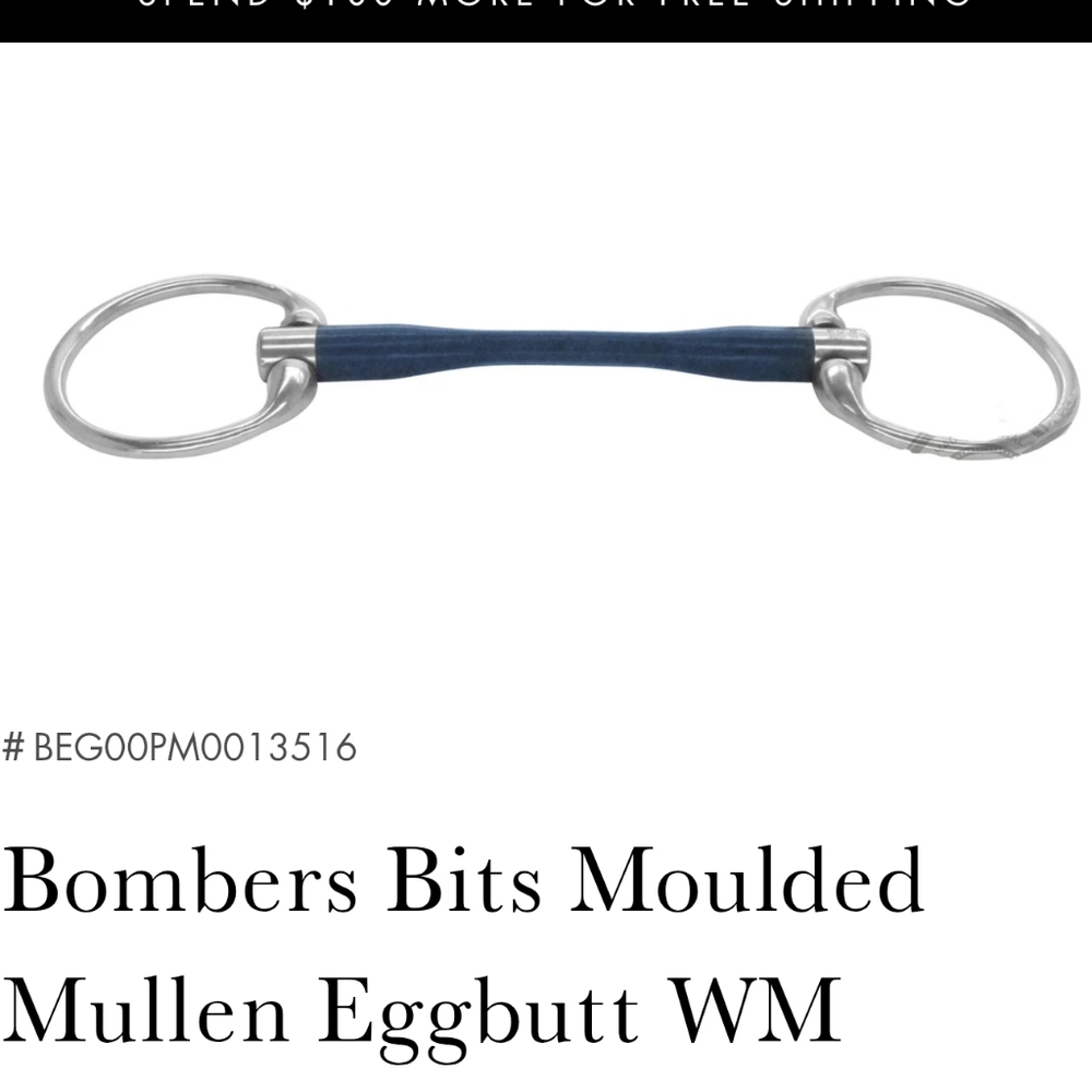 Bombers Bit, Mullen Eggbut 5.25/135, Rubber Covered Horse Bit